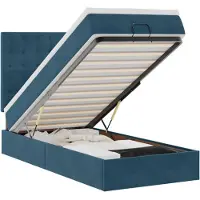 vidaXL Ottoman bed met matrassen en LED's 90x190cm fluweel donkerblauw