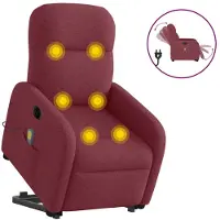 vidaXL Sta-op-massagestoel elektrisch verstelbaar stof wijnrood