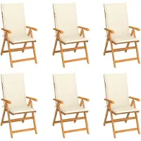 vidaXL Inklapbare stoelen 6 st met crèmekleurige kussens