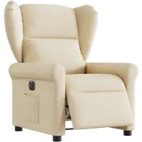 vidaXL Fauteuil verstelbaar elektrisch stof crèmekleurig