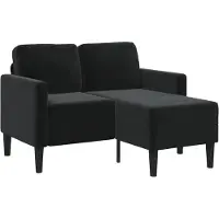 vidaXL Tweezitsbank met chaise longue L-vormig zwart 125 cm fluweel