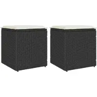 vidaXL Tuinkrukken met kussens 2 st 40x40x43 cm poly rattan zwart