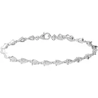 Lucardi - Dames Zilveren armband met zirkonia - Armband - 925 Zilver - Zilverkleurig - 18 cm