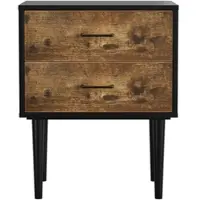 OKWISH Nachtkastje Met 2 Lades - Retro Industrieel Design Voor Slaapkamer Woonkamer Hal - MDF Antiekbruin - 51x38x66 Cm