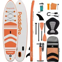 LifeGoods PaddlePro SUP Board - met Zitje - Opblaasbaar Paddle Board - Complete Set - Max. 135KG - 320x81cm - Wit/Oranje