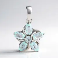 Cavill - Zilveren hanger 925 Sterling Zilver - Natuurlijke Braziliaanse Amblygoniet 0,995 ct - Elegante bloemvorm ovaal rond