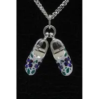 MOOYE ® - Collectie Zilveren Klompen ketting hanger - blauwe bloem