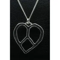 MOOYE ® - Collectie Zilveren Hart met vredesteken ketting hanger - massief