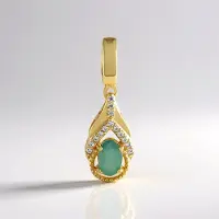 Cavill - Zilveren Hanger met Ovale Grandidieriet 0,379 ct en 14 Zirkonia 925 Sterling Zilver Verguld - Elegant Design - 23x7 mm