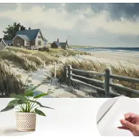 Wallfluent Zelfklevend Behang - Strandduinen Zelfklevend fotobehang - 152x104 cm - Wit Zelfklevend Behang - Peel-and-stick techniek - Voor de slaapkamer, woonkamer en hal Zelfklevend Behang