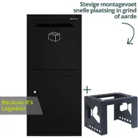 Logixbox - Pakketbrievenbus - Frontbox DeLuxe Uni incl. complete Montage Sokkel - Zwart -> ACTIE; GRATIS Vuurwerksluiting & Spaghettimat