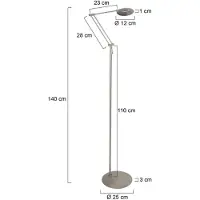 Steinhauer Vloerlamp Zenith, dimbaar, alu / grijs / zink, Woon-/ Eetkamer, metaal, Modern, vloerlamp