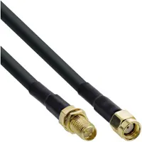 InLine - Rallonge de câble d'antenne - R-SMA (M) pour R-SMA (F) - 10 m - double blindage - RG-58
