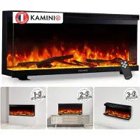 KAMINIO Elektrische haard LEA - Elektrische 3-in-1 haard met panoramaweergave, verwarming, 3D-vlameffect, 12 vlamkleuren, afstandsbediening - 36 inch