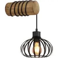 Globo Landelijke wandlamp Caldwell zwart met hout