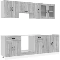 vidaXL 8-delig keukenkastenset Kalmar, grijs, Sonoma houtfineer