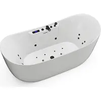 Vente-unique Asymmetrisch massagebad met ledverlichting - Wit - 190 L - 180 x 80 x 74 cm - BOLAZA