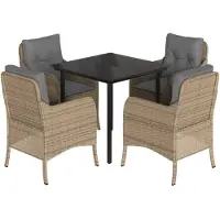 vidaXL 5-delige Tuinset met kussens poly rattan beige