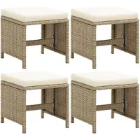 vidaXL Tuinstoelen, 4 stuks, met zitkussen, polyrotan, beige