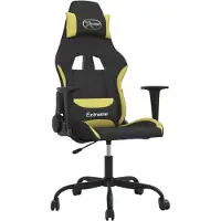vidaXL Gamingstoel, zwart en lichtgroen, met stoffen bekleding