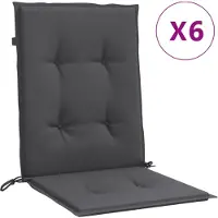 vidaXL Stoelkussens 6 st lage rug 100x50x4 cm stof gemêleerd antraciet