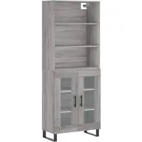 vidaXL Hoge kast 69,5x34x180 cm bewerkt hout grijs sonoma eikenkleurig