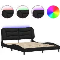 vidaXL Bedframe met LED zonder matras "Hvar" zwart 160x200 cm