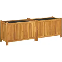 vidaXL Plantenbak met voering 153x38,5x50 cm massief acaciahout