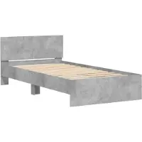 vidaXL Bedframe met hoofdeinde, betonkleur, 100x200 cm, houtvezelplaat