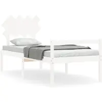vidaXL Seniorenbed met hoofdbord massief hout wit