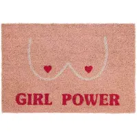 Fisura deurmat Girl Power 40 x 60 cm kokosvezel naturel/rood