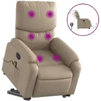 vidaXL Sta-op-massagestoel elektrisch kunstleer cappuccinokleurig