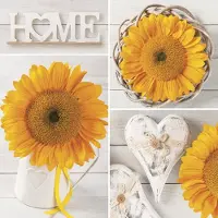 Maki Lunch servetten Sunflowers Collage with Hearts - - 33x33 cm