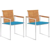 vidaXL Tuinstoelen met kussens, 2 stuks. Gemaakt van massief acaciahout en staal