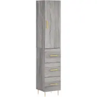 vidaXL Hoge kast, grijs Sonoma, 34,5 x 34 x 180 cm, houtvezel