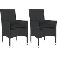 vidaXL Tuinstoelen 2 st met kussens poly rattan zwart