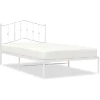 vidaXL Bedframe met hoofdeinde, metaal, wit, 107x203 cm