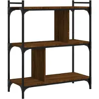 vidaXL Boekenkast 3-laags 76x32x88 cm bewerkt hout bruin eikenkleur