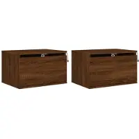 vidaXL Nachtkastjes met LED's 2 st wandgemonteerd bruin eikenkleur