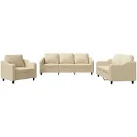 vidaXL 3-delige Loungeset met kussens stof crèmekleurig