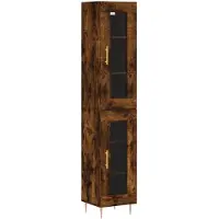vidaXL Hoge kast 34,5x34x180 cm bewerkt hout gerookt eikenkleurig