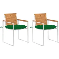 vidaXL Tuinstoelen met kussens, 2 stuks. Gemaakt van massief acaciahout en staal