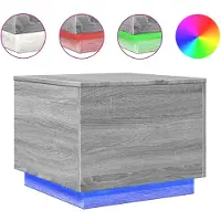 vidaXL Salontafel met LED-verlichting 50x50x40 cm grijs sonoma eiken