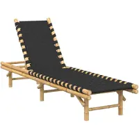vidaXL Ligstoel met zwart geweven band 55x200x30 cm bamboe