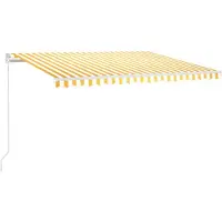 vidaXL Luifel handmatig uittrekbaar met LED 450x350 cm geel en wit