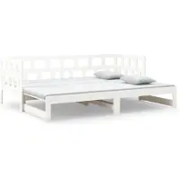 vidaXL Slaapbank uitschuifbaar massief grenenhout wit 2x(90x190) cm