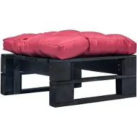 vidaXL Tuinpoef met rood kussen pallet hout zwart