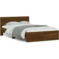 vidaXL Bedframe met hoofdeinde bruin eikenkleur 135x190 cm