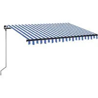 vidaXL Luifel handmatig uittrekbaar met LED 350x250 cm blauw en wit