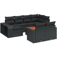 vidaXL 11-delige Loungeset met kussens poly rattan zwart